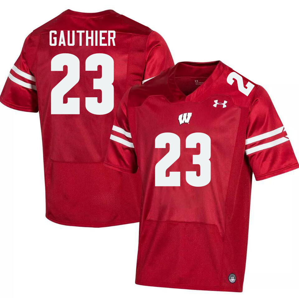 Men #23 Landon Gauthier Wisconsin Badgers College Football Jerseys Stitched-Red